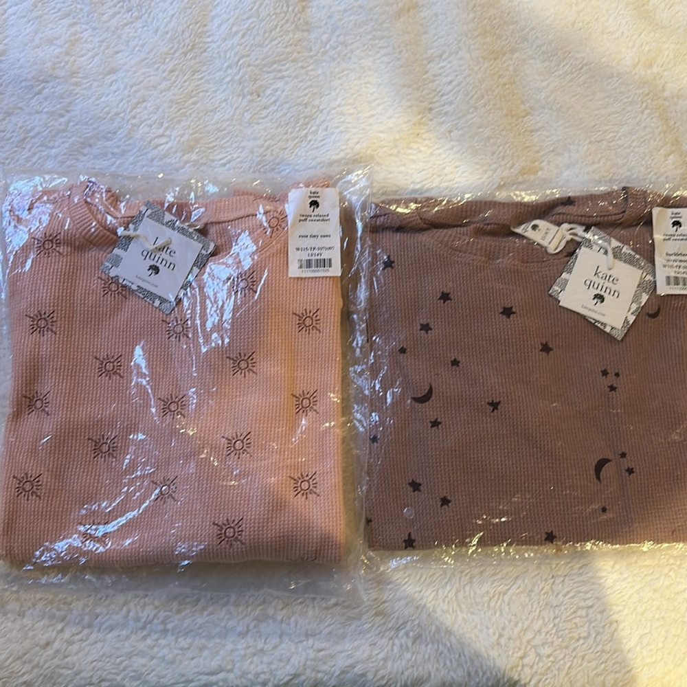 Girls Kate Quinn Tween relaxed puff long sleeved shirts LOT of 2 size 13/14Y